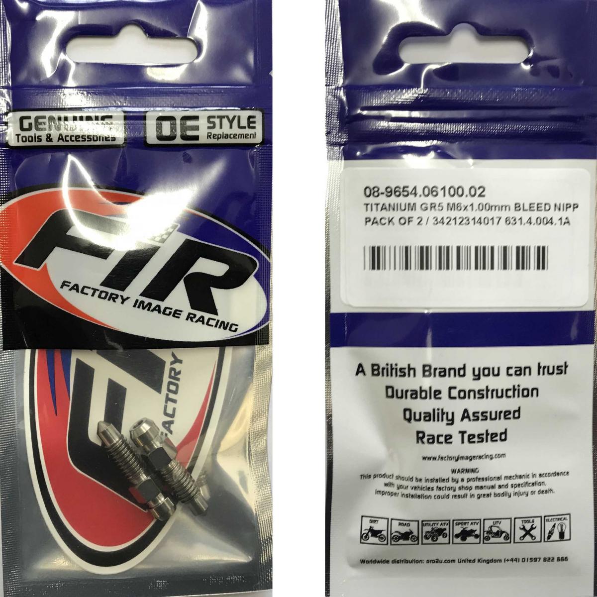 TITANIUM GR5 M6x1.00mm BLEED NIPPLE, PACK OF 2 / 34212314017 631.4.004.1A, / 105.3387.10 thumbnail 4