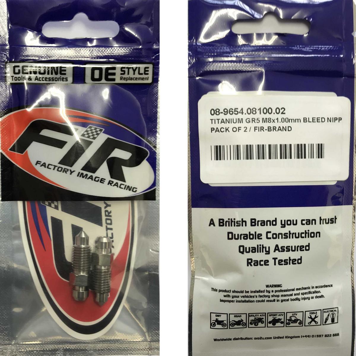 TITANIUM GR5 M8x1.00mm BLEED NIPPLE, PACK OF 2 / thumbnail 2
