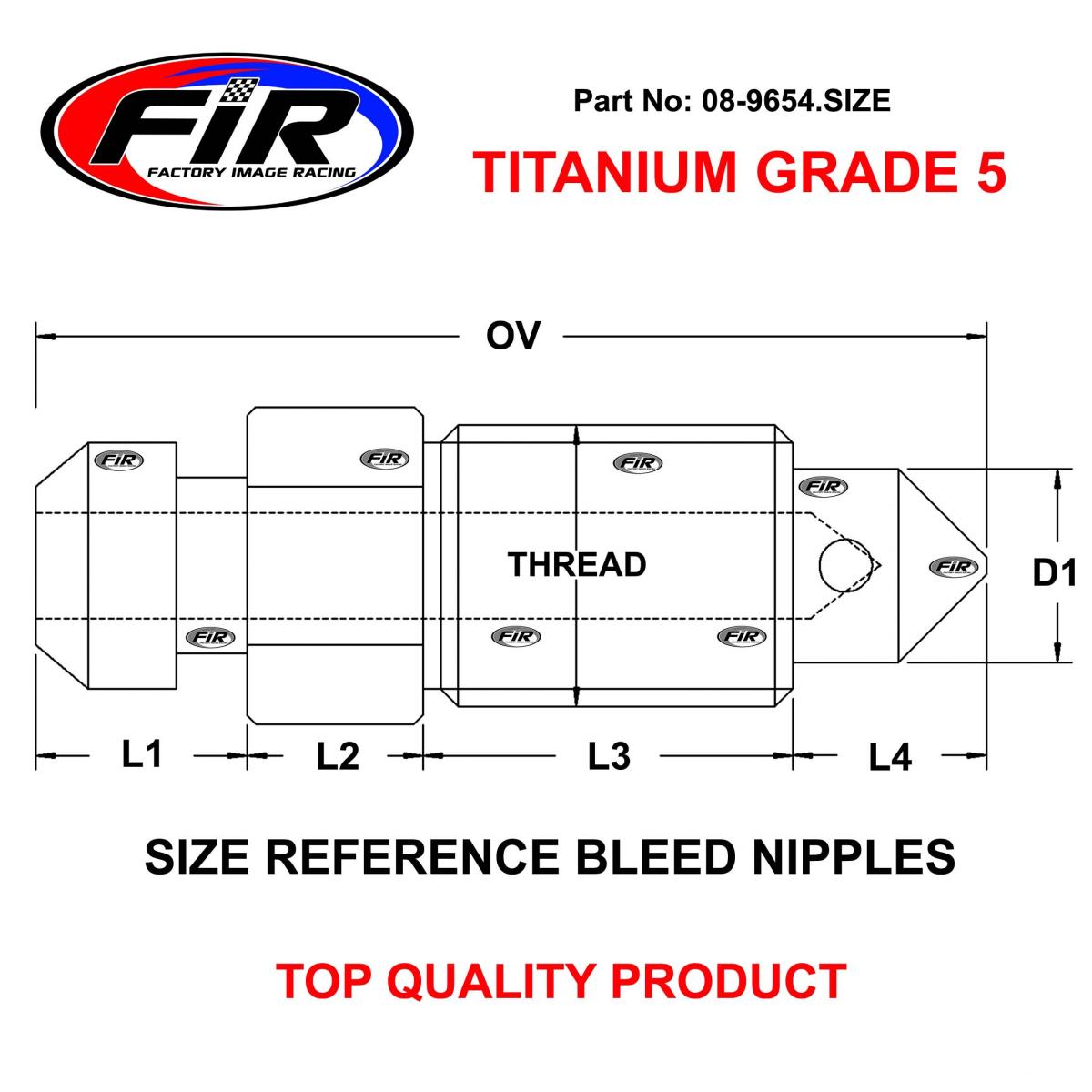 TITANIUM GR5 M10x1.00mm BLEED NIPPLE, PACK OF 2 / 60013020000 T2024905, MR407367 thumbnail 4
