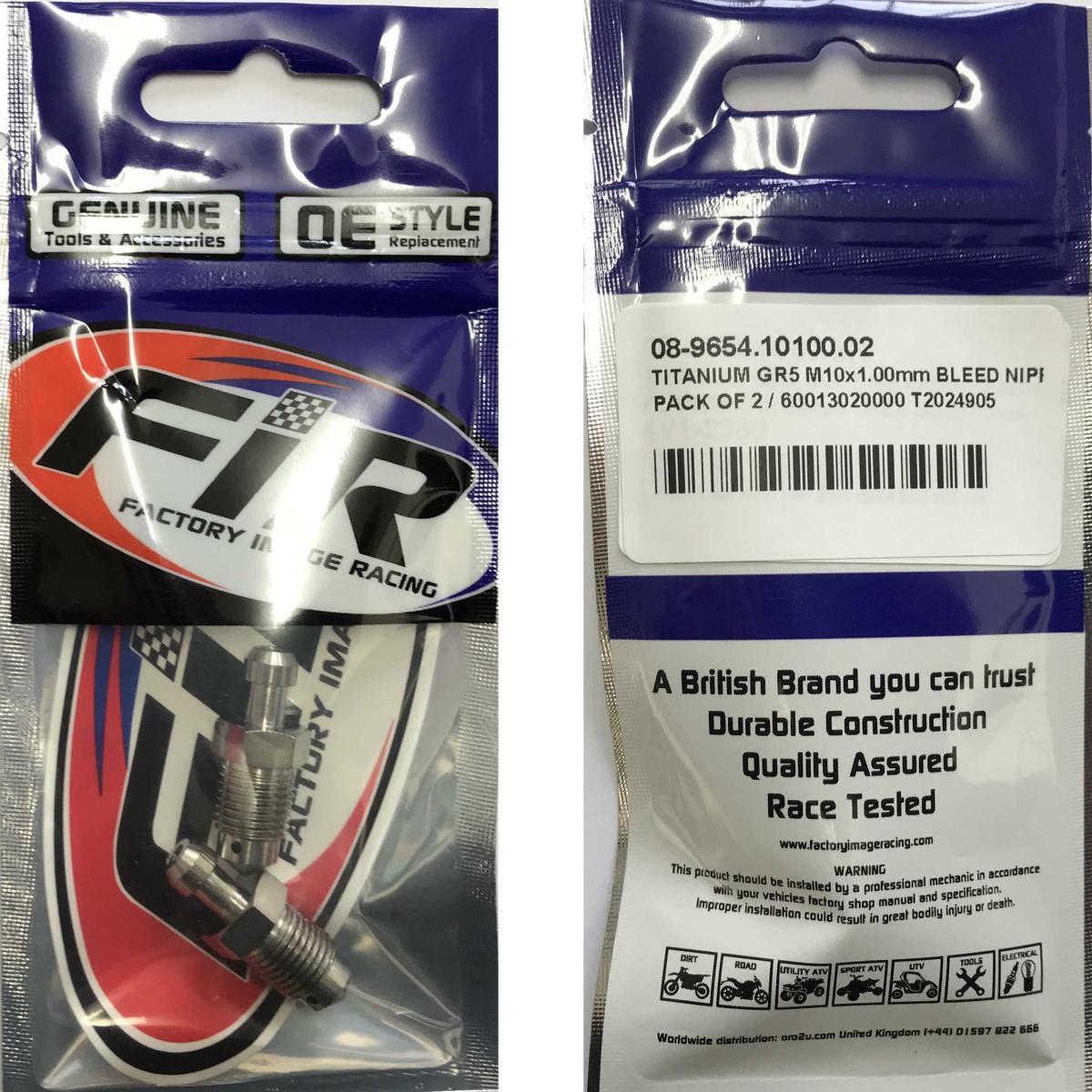 TITANIUM GR5 M10x1.00mm BLEED NIPPLE, PACK OF 2 / 60013020000 T2024905, MR407367 thumbnail 3