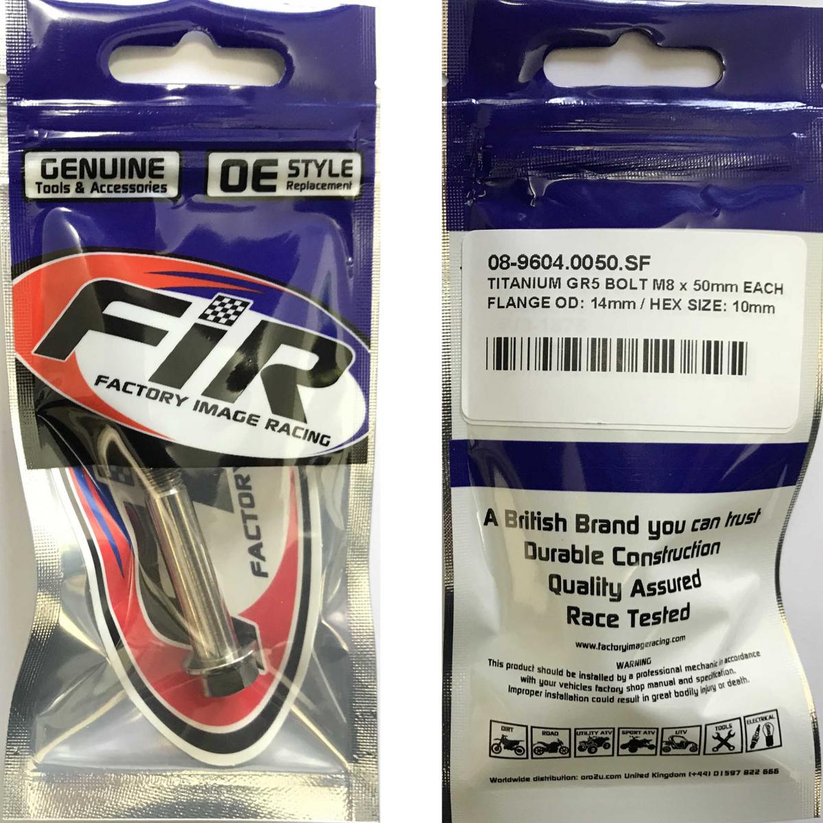 TITANIUM GR5 BOLT M8 x 50mm EACH, FLANGE OD: 14mm / HEX SIZE: 10mm, / thumbnail 2