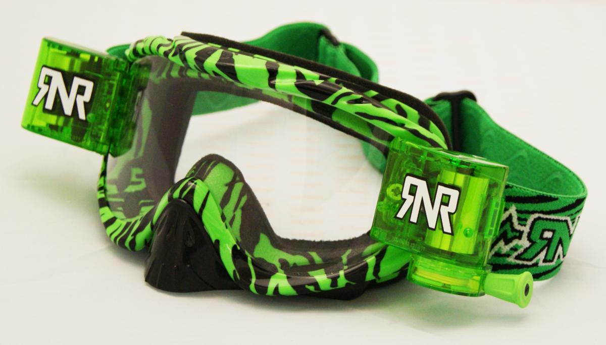 RNR HYBRID WILD GN/BK FULLY LOADED ROLL OFF, WILD GREEN & BLACK GOGGLE, GH367, ROLL & TEAR OFF thumbnail 2