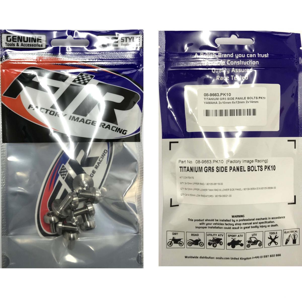 TITANIUM GR5 SIDE PANEL BOLTS PK10, YAMAHA 2x10mm 6x12mm 2x14.5mm, FIR BRAND / PACK OF 10 thumbnail 2