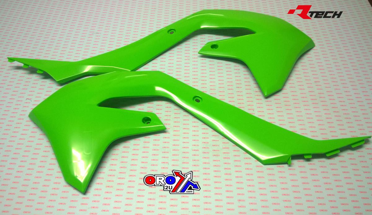RADIATOR SCOOPS 2019-23 KX450F NEON GREEN, RTECH R-CVKXFVF0019 thumbnail 2