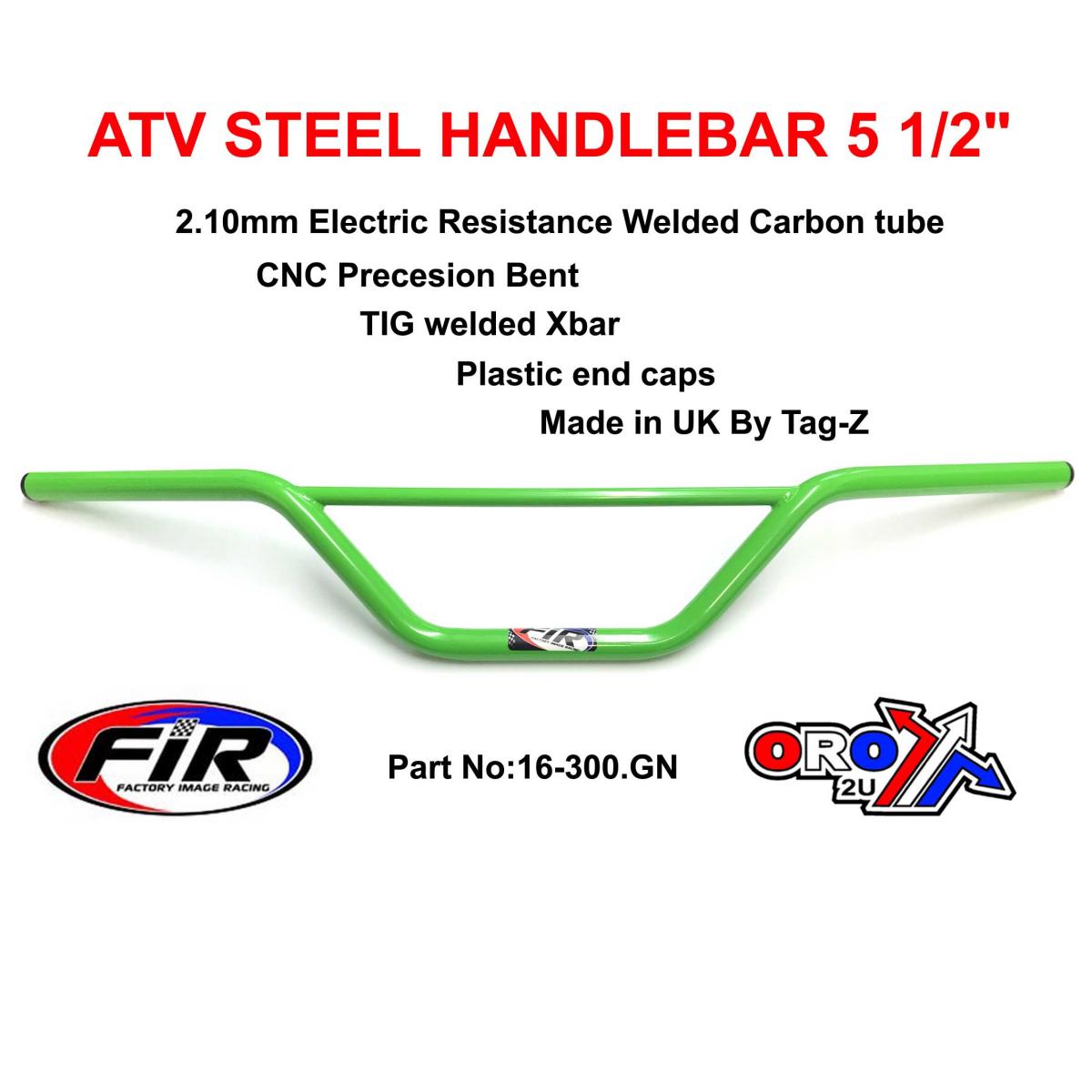 ATV STEEL HANDLEBAR 5 1/2, SUZUKI LT MODELS / GLOSS GREEN, [UNIVERSAL] image 1