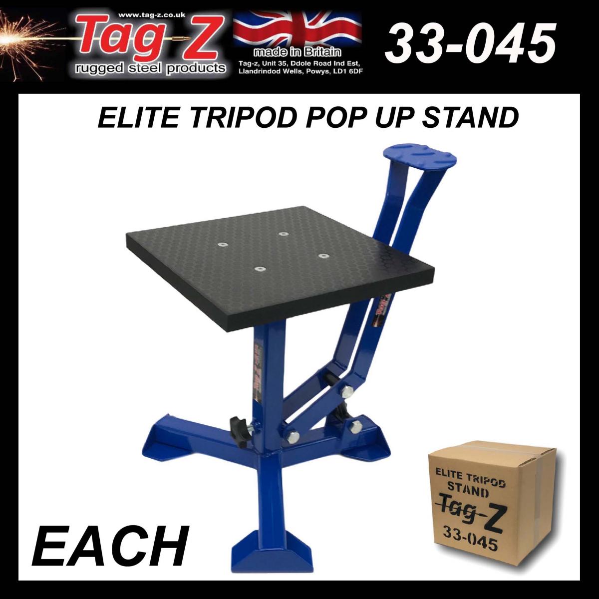 ELITE TRIPOD POP UP STAND, BIG FEET / GLOSS BLUE / TAG-Z, MX STAND PIT PADDOCK ENDURO thumbnail 2