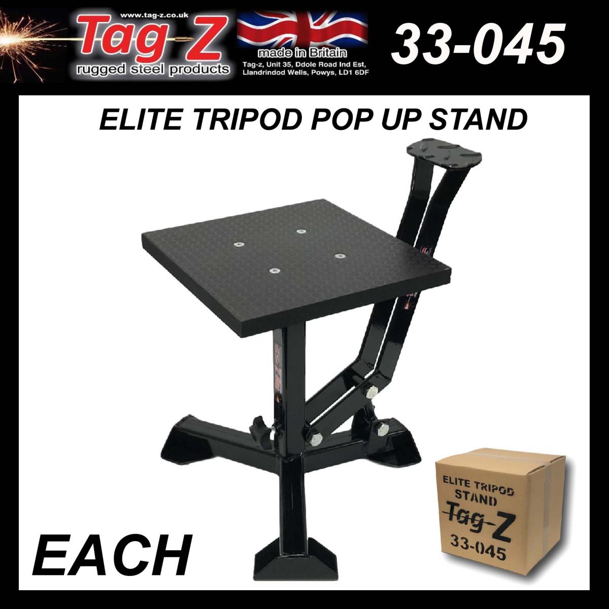 ELITE TRIPOD POP UP STAND, BIG FEET / GLOSS BLACK / TAG-Z, MX STAND PIT PADDOCK ENDURO thumbnail 2