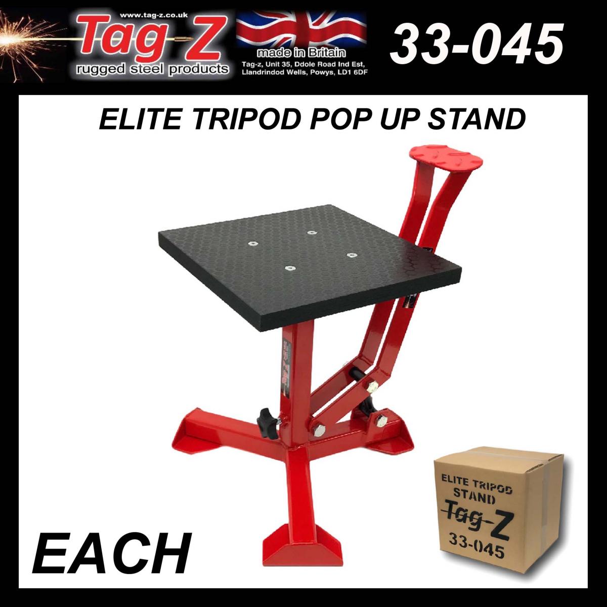 ELITE TRIPOD POP UP STAND, BIG FEET / GLOSS RED / TAG-Z, MX STAND PIT PADDOCK ENDURO thumbnail 2