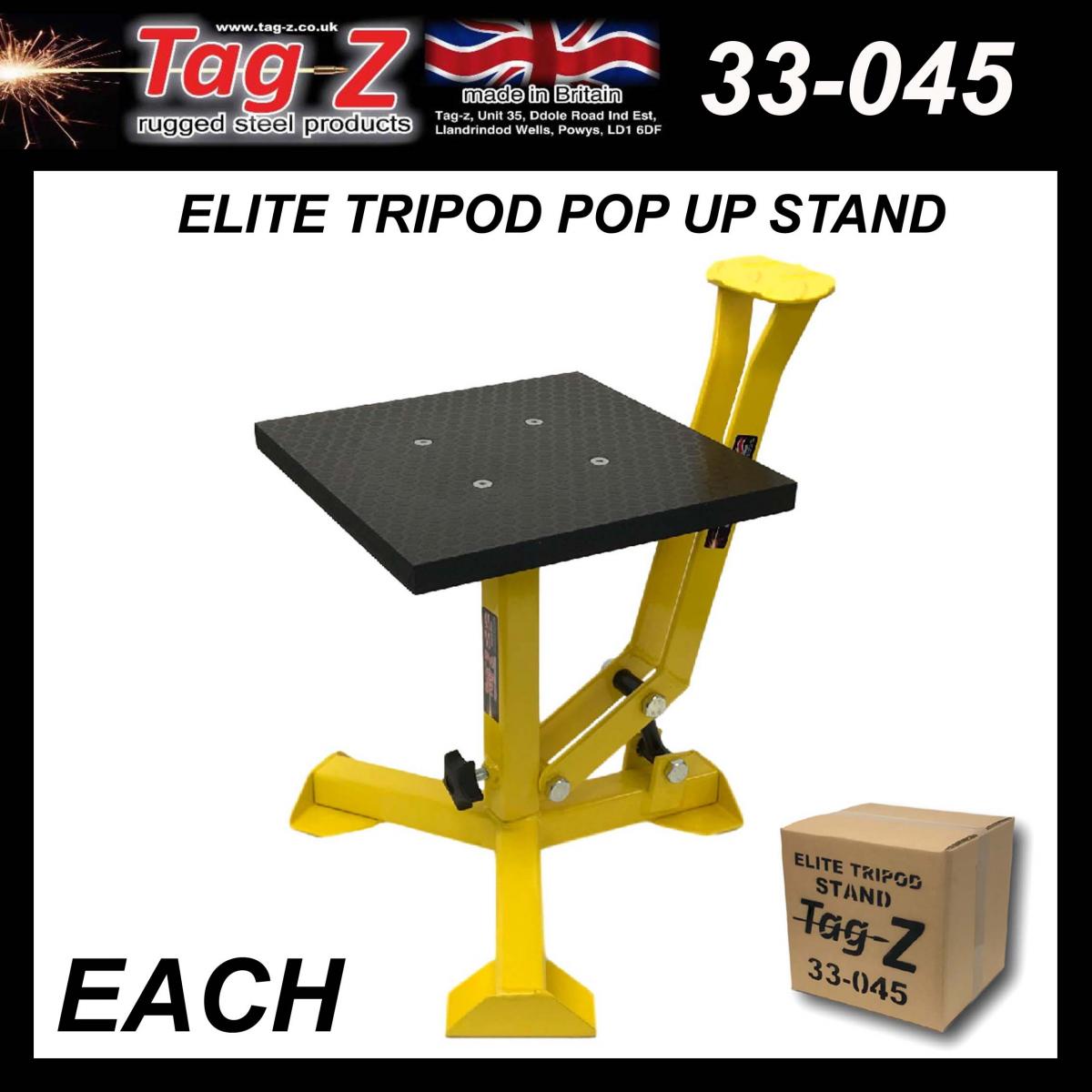 ELITE TRIPOD POP UP STAND, BIG FEET / GLOSS YELLOW / TAG-Z, MX STAND PIT PADDOCK ENDURO thumbnail 2