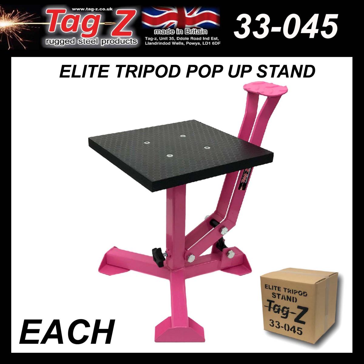 ELITE TRIPOD POP UP STAND, BIG FEET / GLOSS PINK / TAG-Z, MX STAND PIT PADDOCK ENDURO thumbnail 2