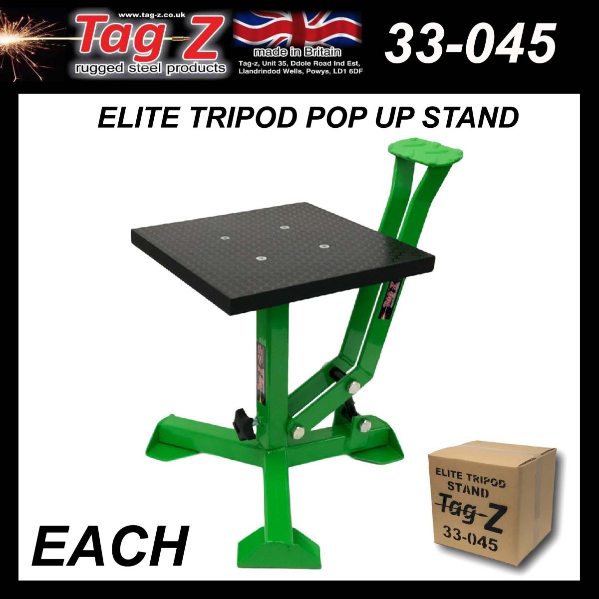 ELITE TRIPOD POP UP STAND, BIG FEET / GLOSS GREEN / TAG-Z, MX STAND PIT PADDOCK ENDURO thumbnail 2