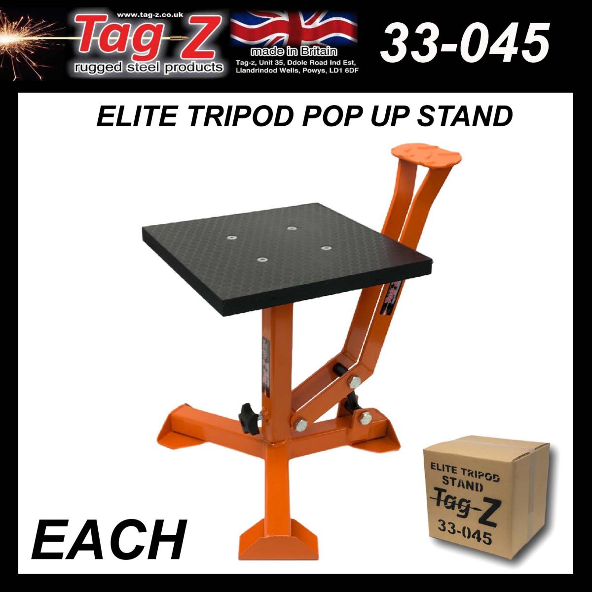 ELITE TRIPOD POP UP STAND, BIG FEET / GLOSS ORANGE / TAG-Z, MX STAND PIT PADDOCK ENDURO thumbnail 2