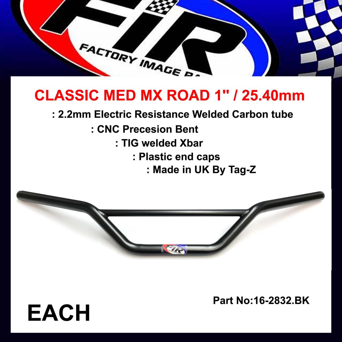 CLASSIC MED MX ROAD 1'' / 25.40mm, MATT BLACK / HANDLEBAR X BAR, ( SAMES AS 16-295 ) image 1