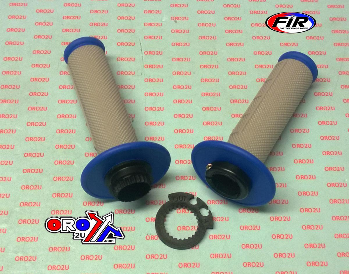 LOCK ON GRIP SET 03-15 KTM HUSQ, HALF WAFFLE SOFT GREY/BLUE, ODI STYLE, FIR - thumbnail 2