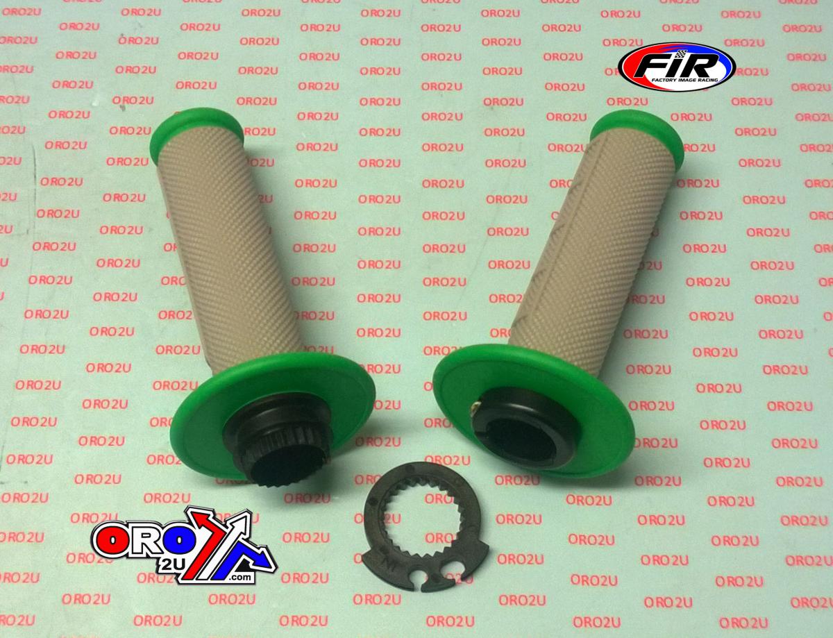 LOCK ON GRIP SET 03-15 KTM HUSQ, HALF WAFFLE SOFT GREY/GREEN, ODI STYLE, FIR - thumbnail 3