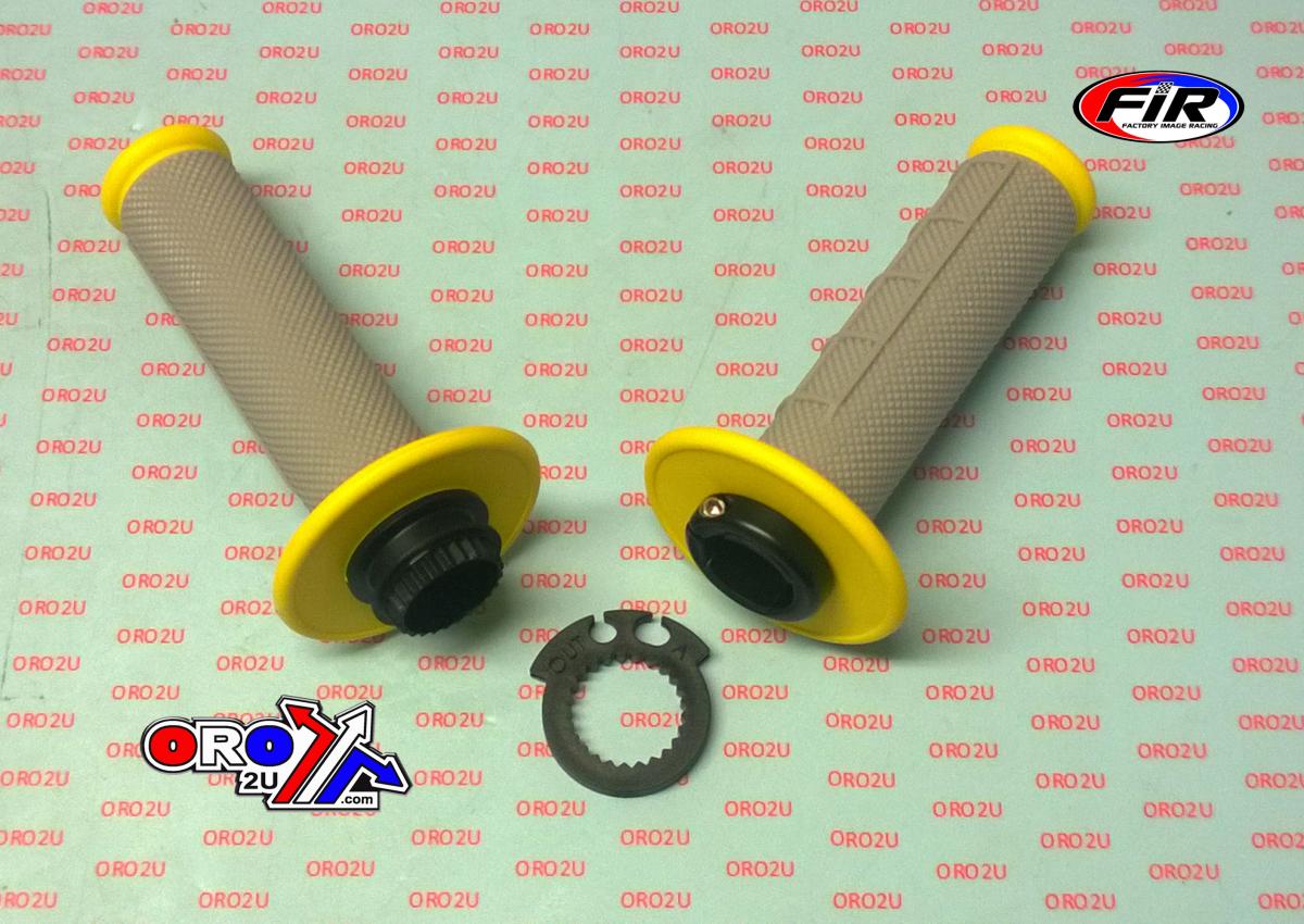 LOCK ON GRIP SET 03-15 KTM HUSQ, HALF WAFFLE SOFT GREY/YELLOW, ODI STYLE, FIR - thumbnail 3