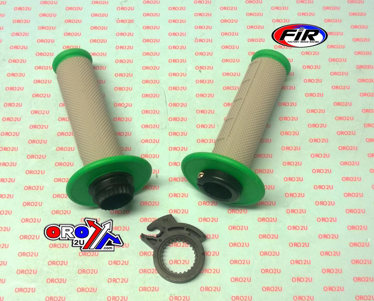 LOCK ON GRIP SET 98-19 KAWASAKI, HALF WAFFLE SOFT GREY/GREEN, ODI STYLE, FIR - thumbnail 2