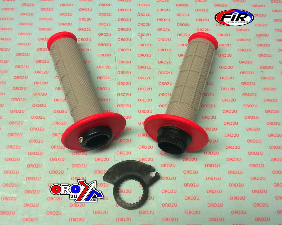 LOCK ON GRIP SET KTM HUSQ HONDA, HALF WAFFLE SOFT GREY/RED, ODI STYLE, FIR - thumbnail 3