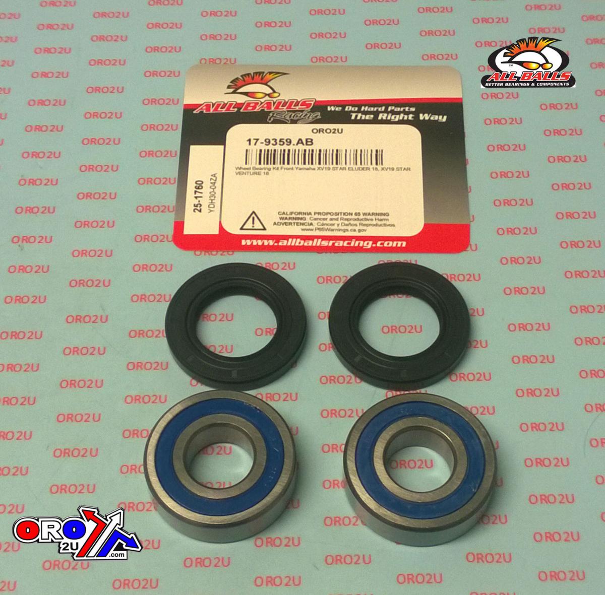 WHEEL BEARING KIT FRONT 18-21 YAMAHA XV19 STAR, ALLBALLS 25-1760 ROAD thumbnail 2