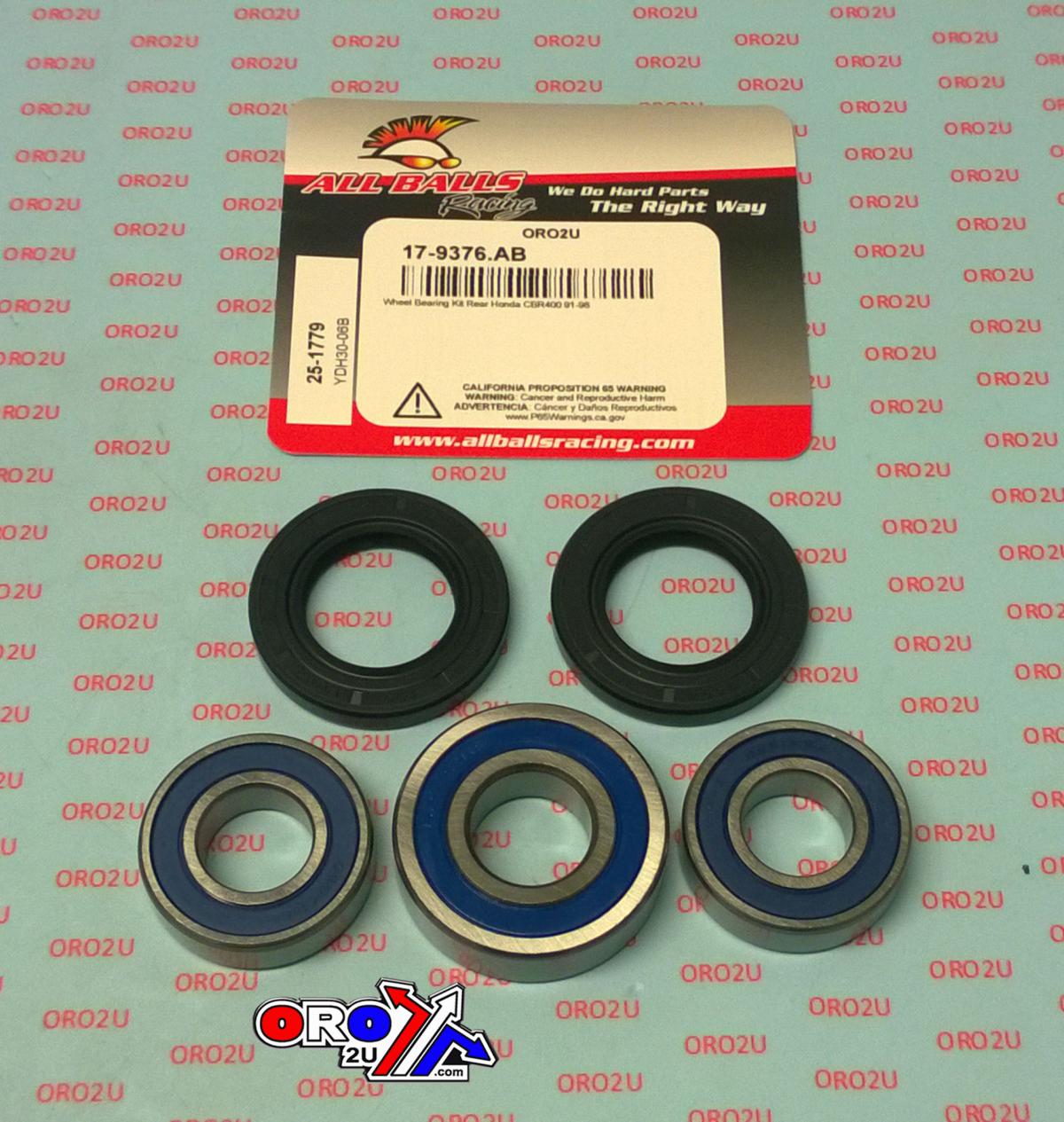 WHEEL BEARING KIT REAR 91-98 HONDA CBR400, ALLBALLS 25-1779 ROAD thumbnail 2