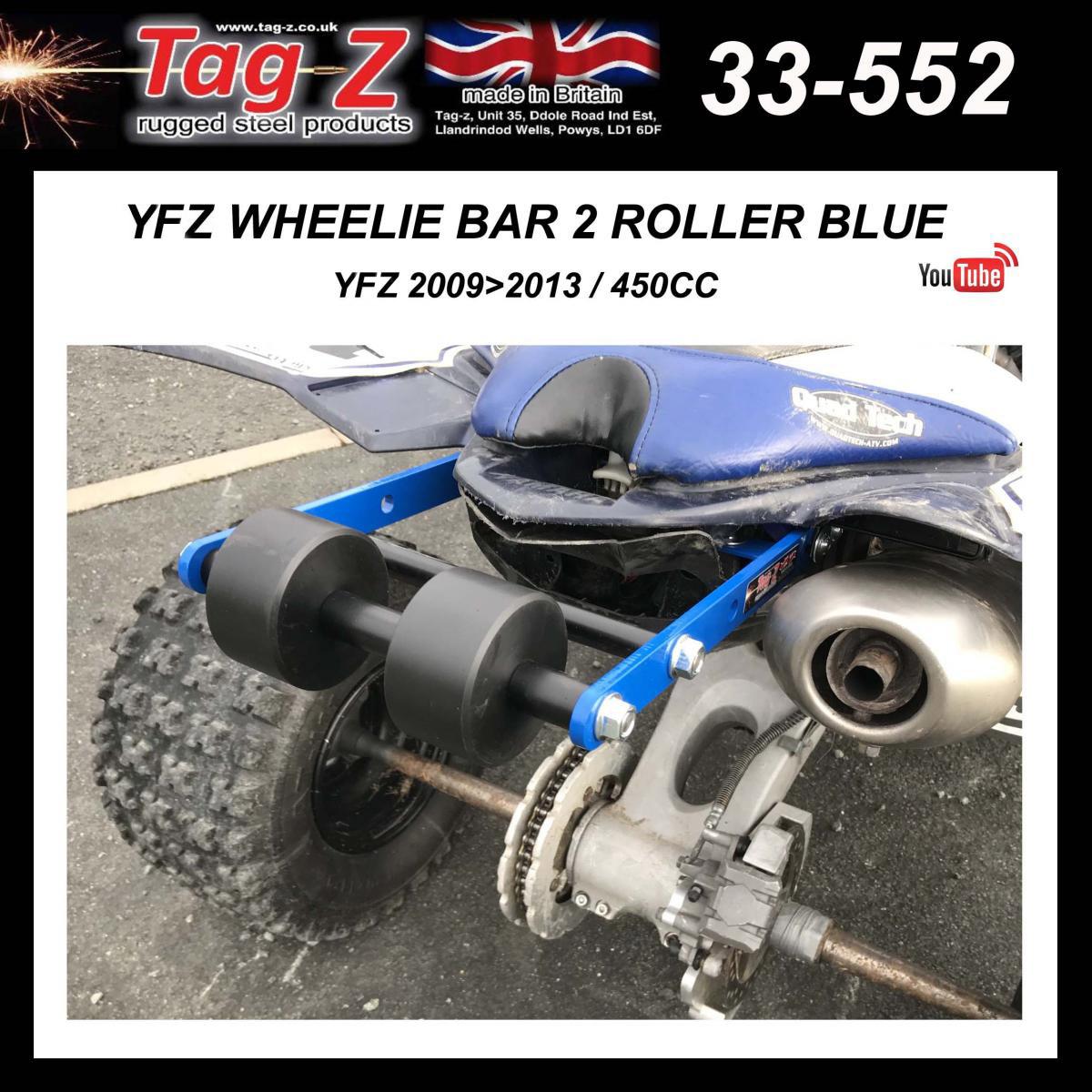 YFZ WHEELIE BAR 2 ROLLER BLUE, ATV QUAD WHEELIE SAVER / CATCH, 3.4KG 34x22x7cm / YFZ 2009>2013 thumbnail 3