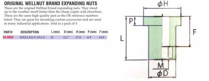 WELLNUT M6-1.0 21 OEM ORIGINAL (5PK), K&L 33-8063 thumbnail 2