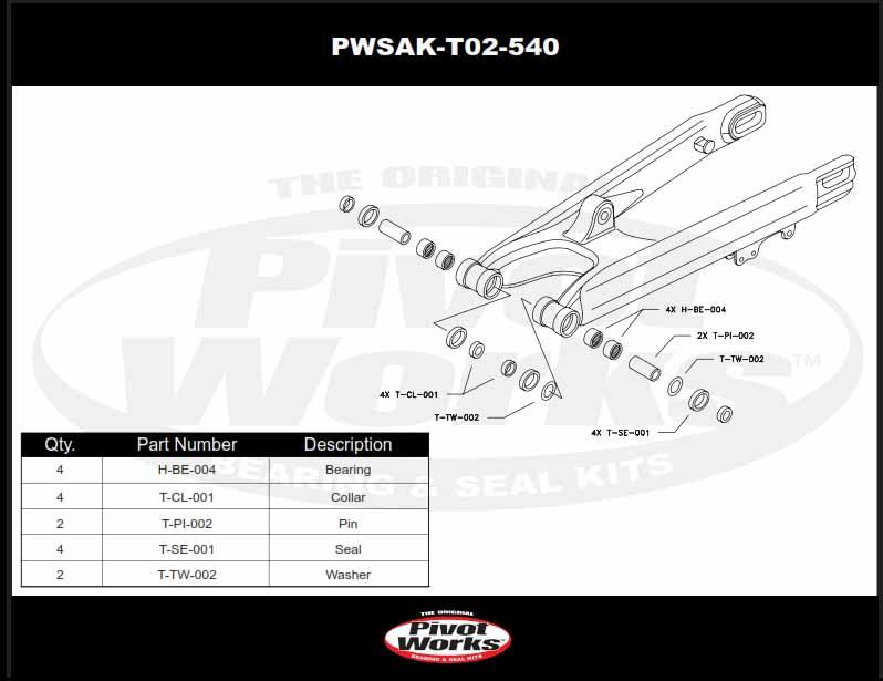 SWINGARM BEARING KIT KTM, PIVOT WORKS PWSAK-T02-540 thumbnail 4