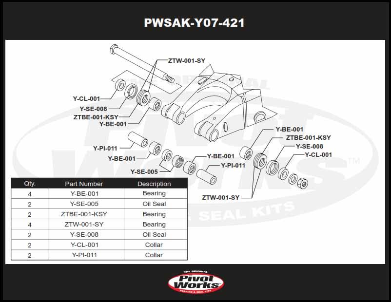 SWINGARM BEARING KIT YZ WR, [PIVOT WORKS PWSAK-Y20-421] YAMAHA YZF, PWSAKY20421 thumbnail 3