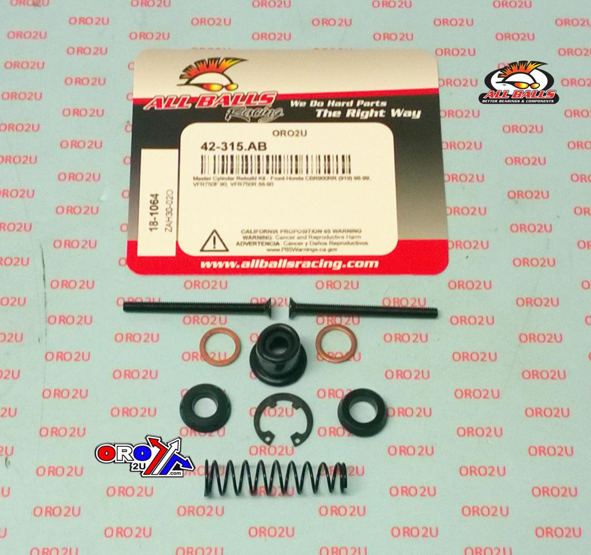 BRAKE MASTER CYL REBUILD KIT ALLBALLS, ALLBALLS 18-1064 HON CBR900 98-99/VFR750 88-90 FRONT thumbnail 2