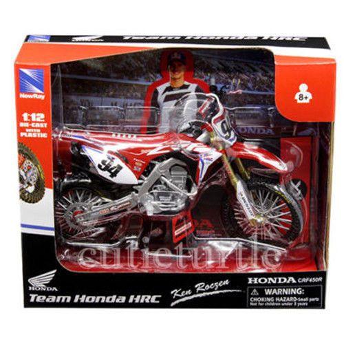 MODEL DIE CAST HONDA HRC TEAM, CRF 450 R KEN ROCZEN #94, SCALE 1:12, NEWRAY 58263 thumbnail 2