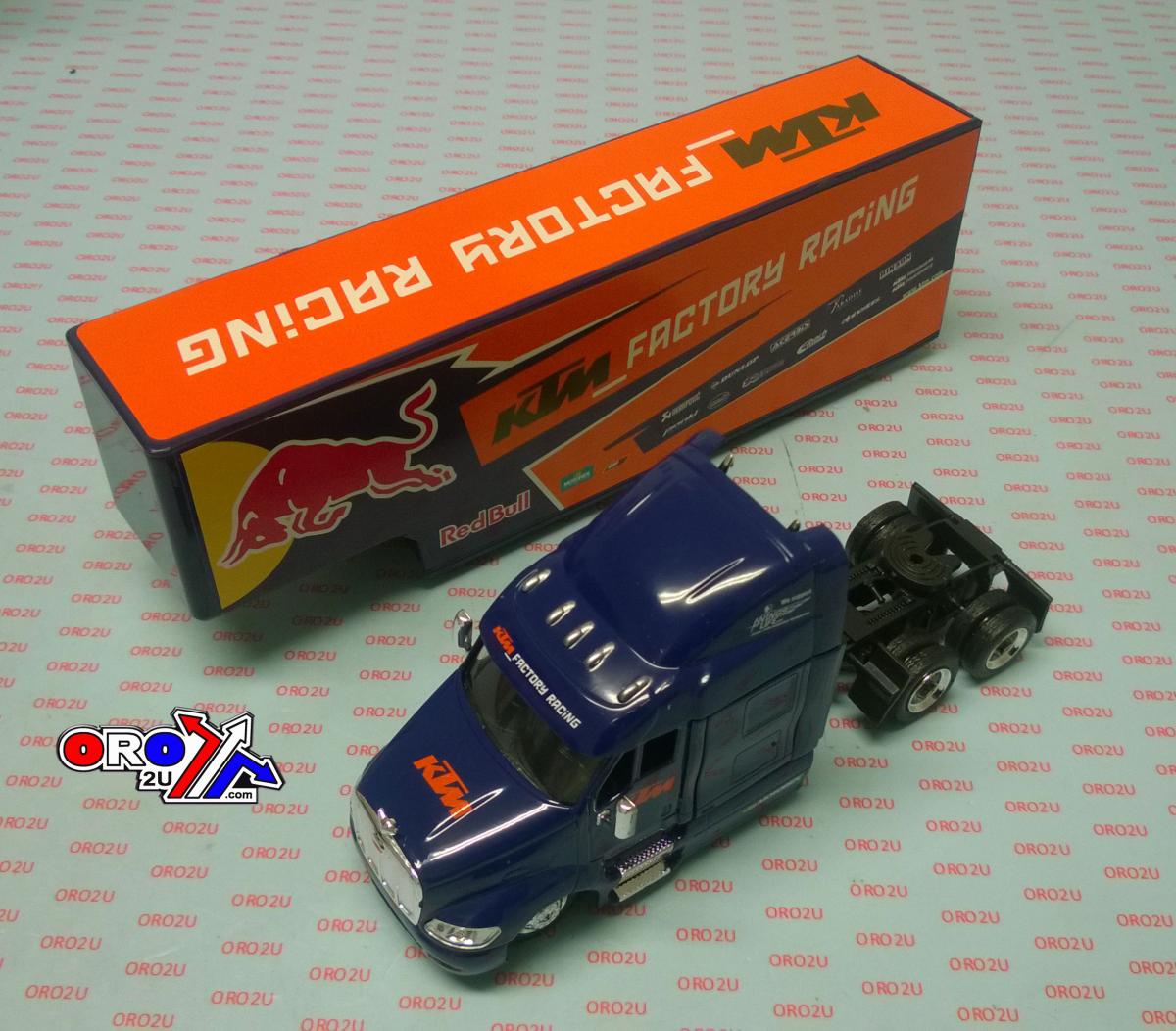 MODEL DIE CAST RED BULL KTM RACE, TRUCK, BLUE AND ORANGE, SCALE 1:43, NEWRAY 15973 thumbnail 3