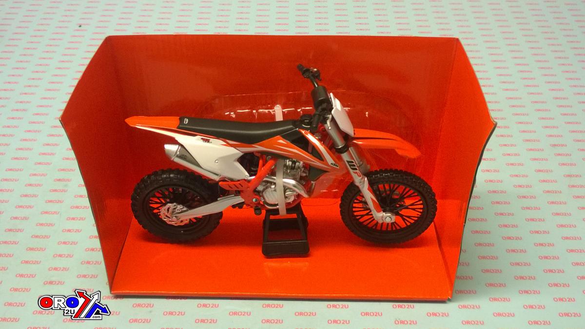 MODEL DIE CAST KTM 450 SX-F, ORANGE AND WHITE, 1:10 SCALE, NEW RAY 57943 thumbnail 2