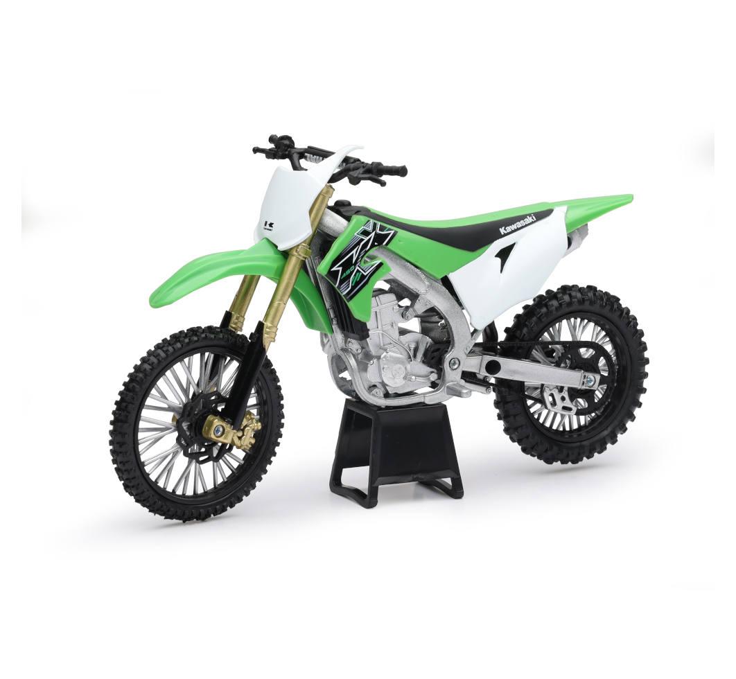 MODEL DIE CAST KAWASAKI KX 450 F, GREEN AND BLACK, SCALE 1:12, NEWRAY 58103 thumbnail 4