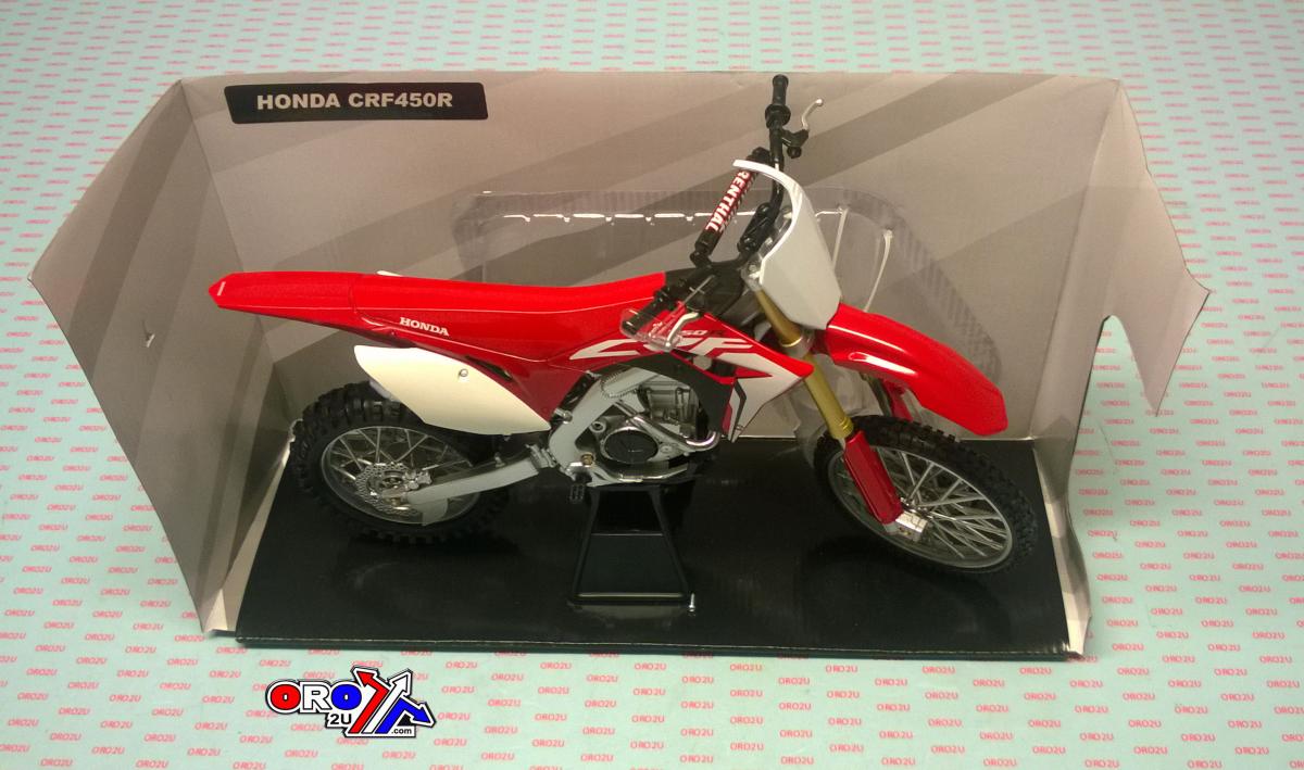 MODEL DIE CAST HONDA CRF 450 R, 2018, RED AND WHITE, SCALE 1:6, NEWRAY 49583 thumbnail 2