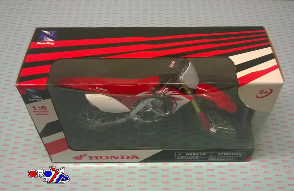 MODEL DIE CAST HONDA CRF 450 R, 2018, RED AND WHITE, SCALE 1:6, NEWRAY 49583 thumbnail 3