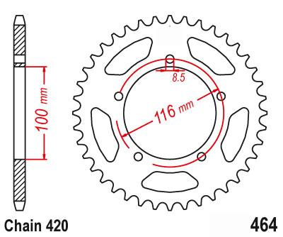 REAR SPROCKET STEEL 464 5-HOLE BLACK, KAWASAKI KX60, [JTR464.48] thumbnail 4