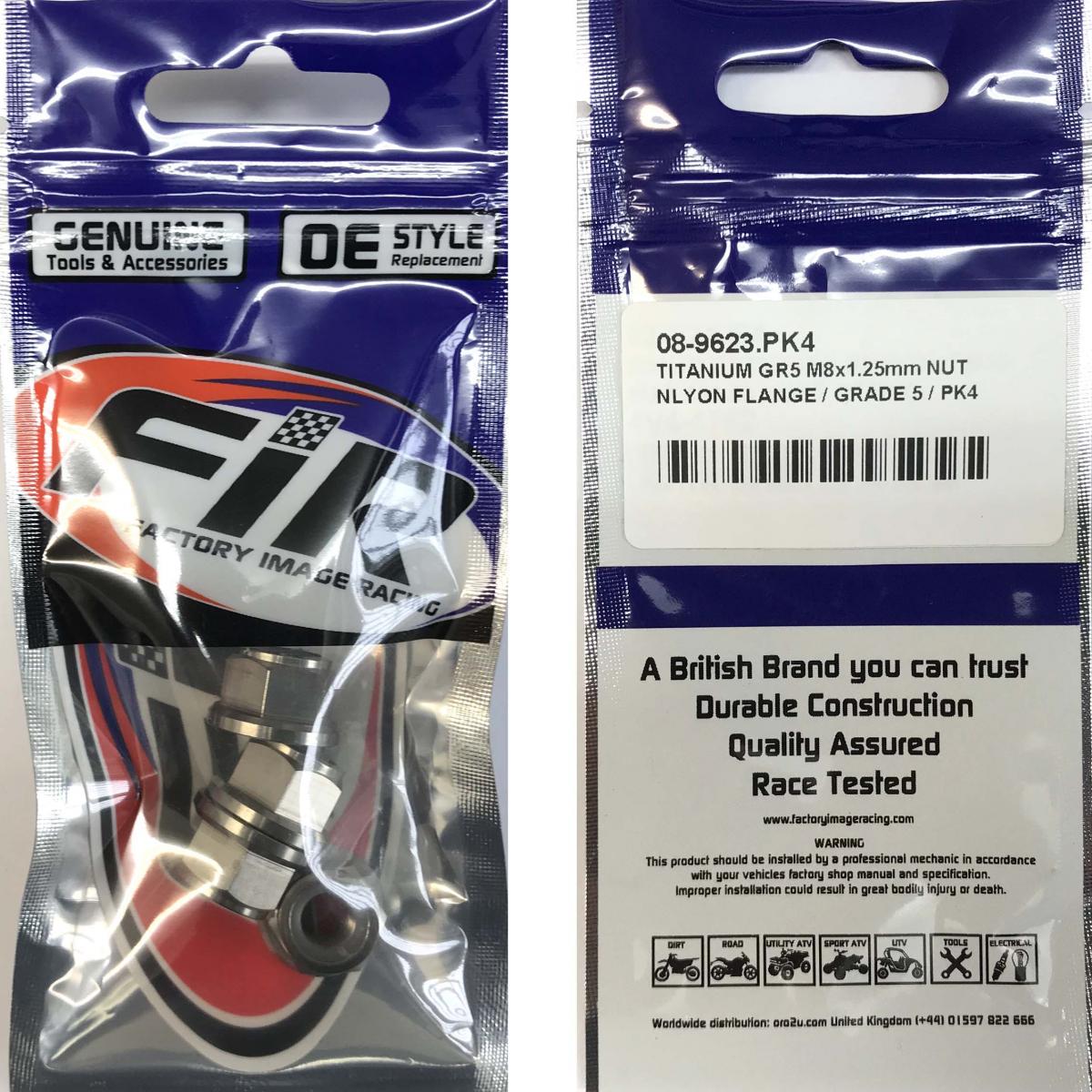 TITANIUM GR5 M8X1.25mm NUT, NYLON FLANGE / GRADE 5 / PK4 thumbnail 2