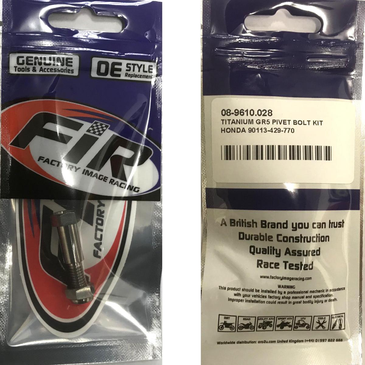 TITANIUM GR5 PIVOT BOLT KIT, HONDA 90113-429-770 thumbnail 4
