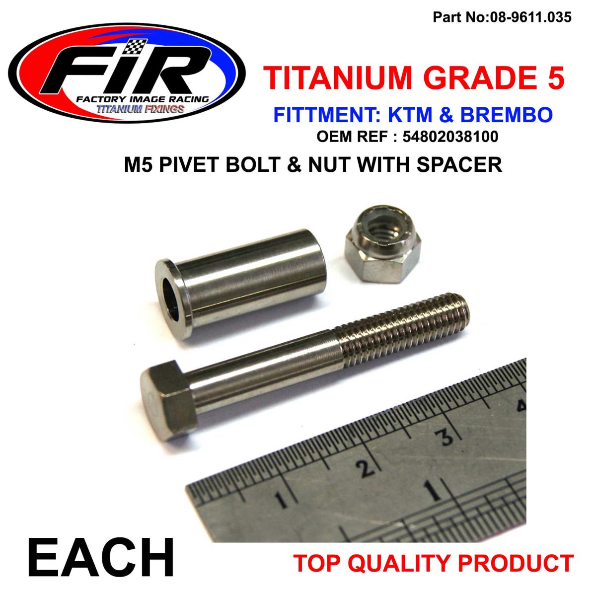 TITANIUM GR5 PIVOT BOLT KIT KTM, BREMBO 54802038100 2006 - 2019 CLUTCH image 1