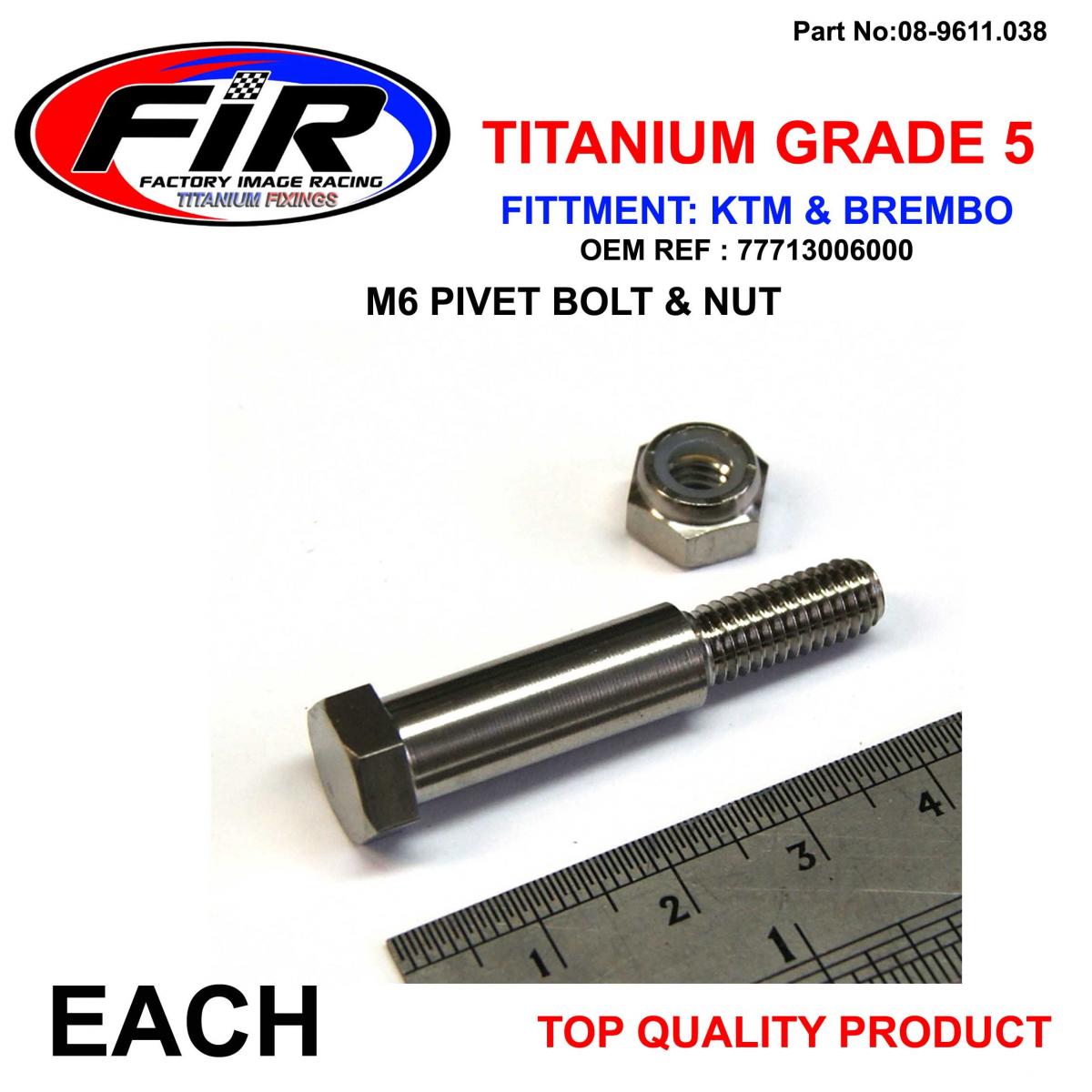 TITANIUM GR5 PIVOT BOLT KIT KTM, BREMBO 77713006000 2014>2019, BRAKE / image 1
