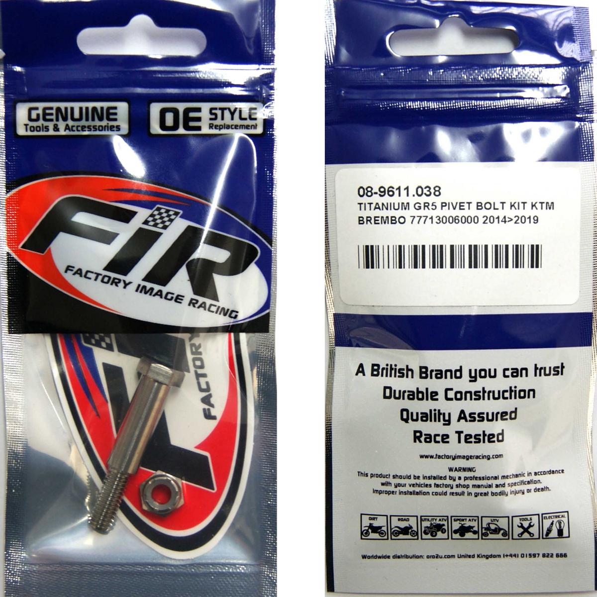 TITANIUM GR5 PIVOT BOLT KIT KTM, BREMBO 77713006000 2014>2019, BRAKE / thumbnail 2