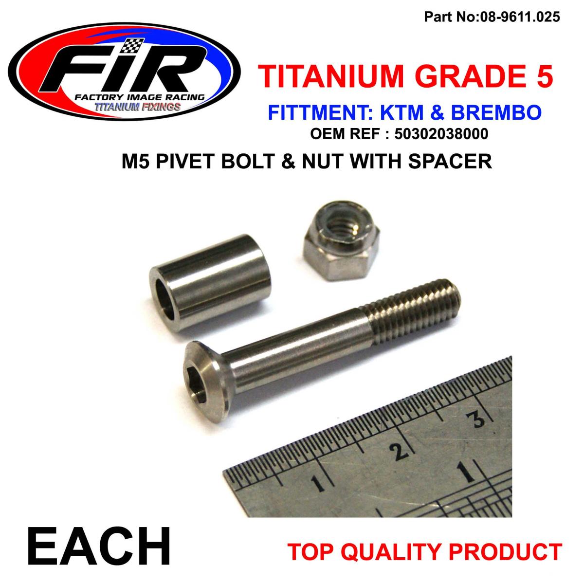 TITANIUM GR5 PIVOT BOLT KIT KTM, BREMBO 50302038000 1997>2013, CLUTCH / image 1