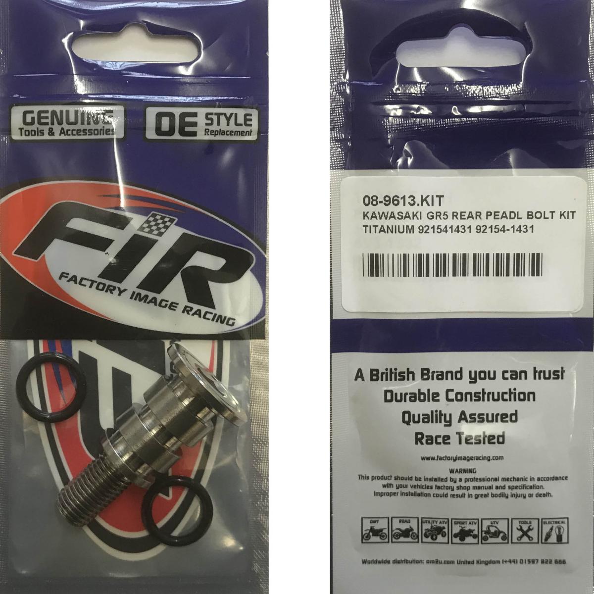 KAWASAKI GR5 REAR BRAKE PEDAL BOLT KIT, TITANIUM 921541431 92154-1431 thumbnail 2