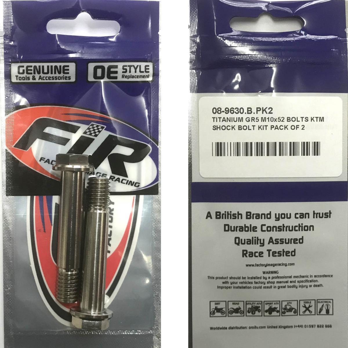TITANIUM GR5 M10x52 BOLTS KTM, SHOCK BOLT KIT PACK OF 2, KTM HUSQVARNA / 77204089000 thumbnail 3