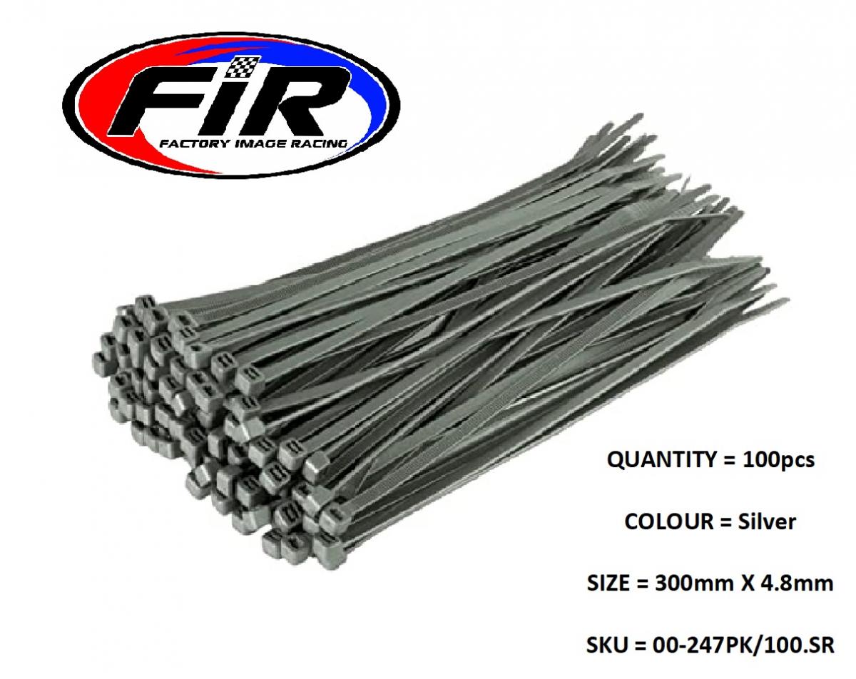 NYLON CABLE ZIP TIES - SILVER, 300mm x 4.8mm - PACK OF 100 thumbnail 2