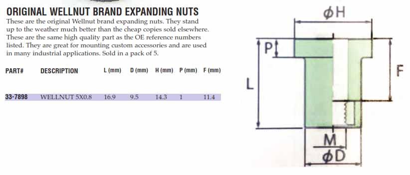 WELLNUT M5 Q1032 TYPE (5PK), SUZUKI, K&L 33-7898, TOOLS ROAD 09159-05019 thumbnail 4