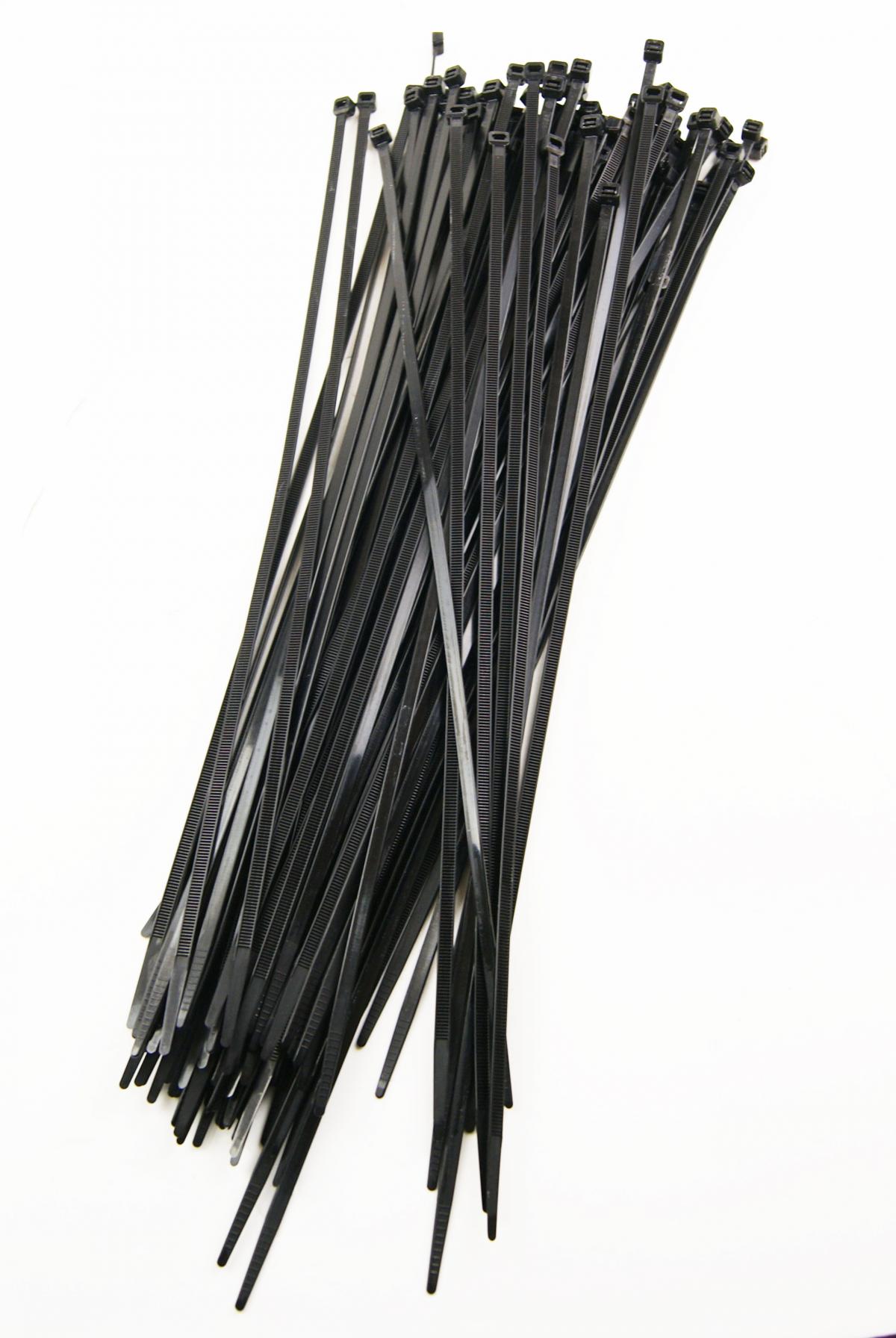 NYLON CABLE ZIP TIES - BLACK, 370mm x 4.8mm - PACK OF 100 thumbnail 2