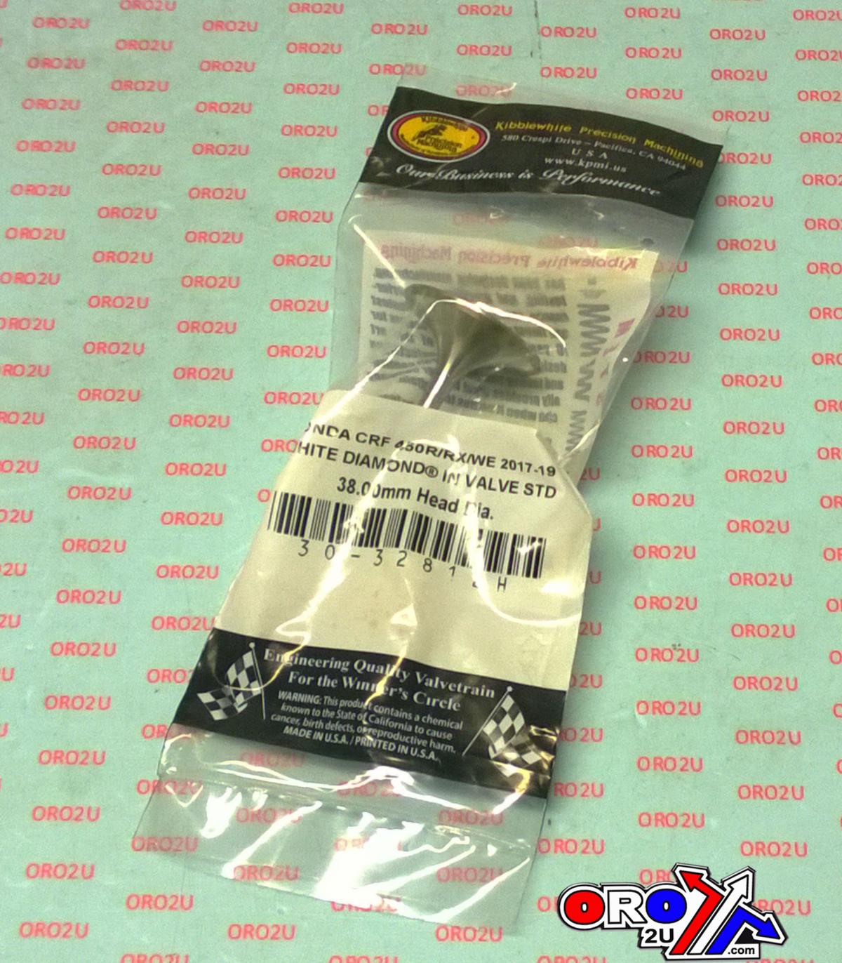 VALVE INTAKE WHITE DIAMOND CRF450R 17-21, KIBBLEWHITE 30-32812H, 14711-MKE-A01 thumbnail 2