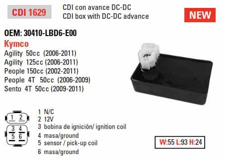 CDI UNIT BOX KYMCO 50/125/150, DZE 01629-04 CDI 1629,30410-LBD6-E00 thumbnail 4