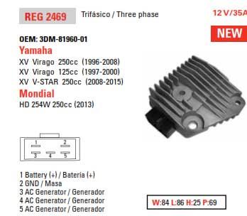 VOLTAGE REGULATORS YAMAHA 12V 35A DZE 02469-04, 3DM-81960-01 ESP2469 thumbnail 2